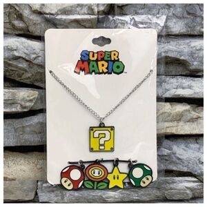 NWT Nintendo Super Mario Bros 5 Charm Necklace Coin Box Mushroom Flower Star New